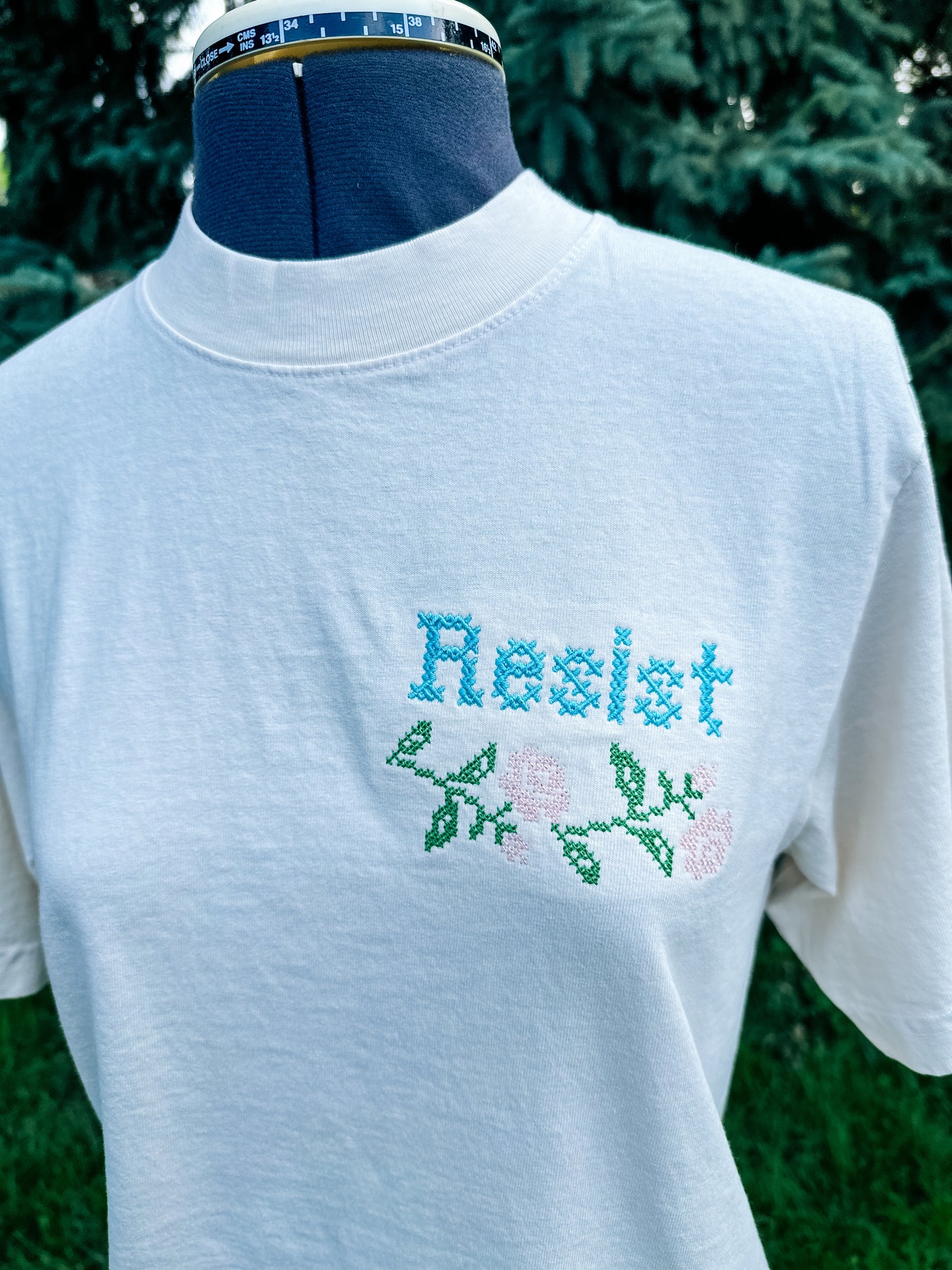 Resist Cross Stitch Embroidered Tshirt