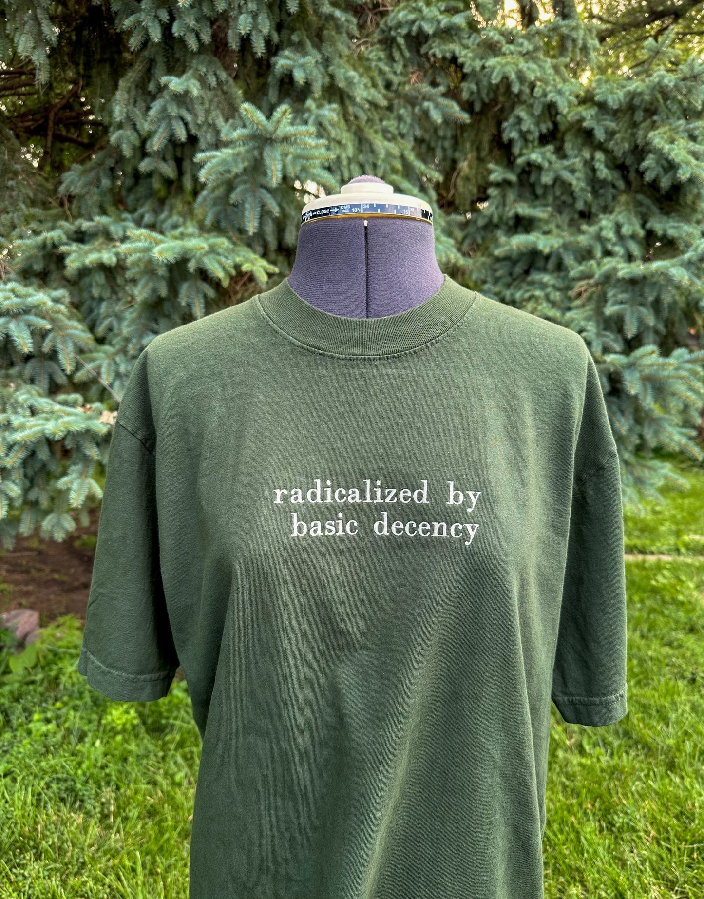 Radicalized By Basic Decency Embroidered Tshirt