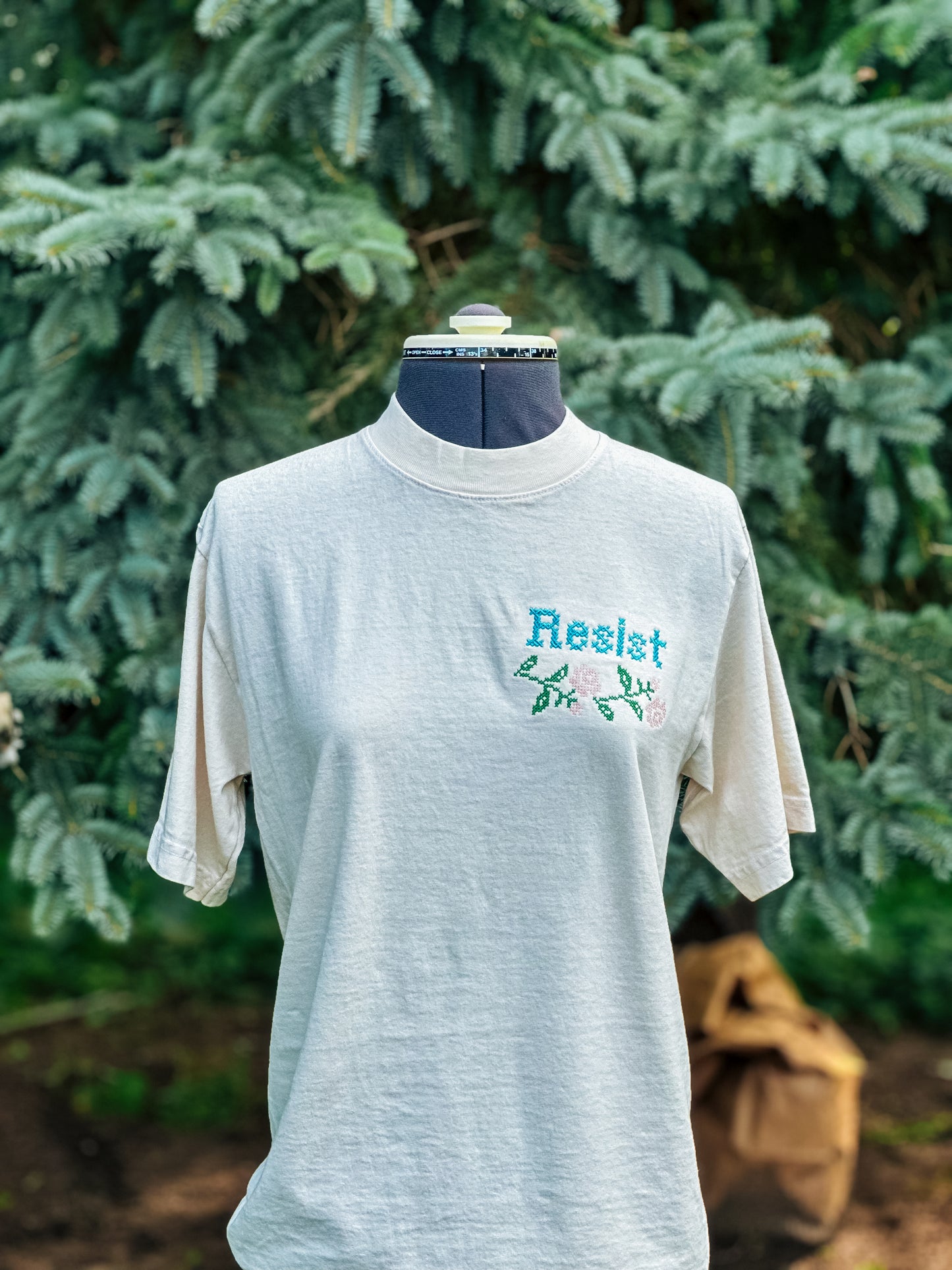Resist Cross Stitch Embroidered Tshirt