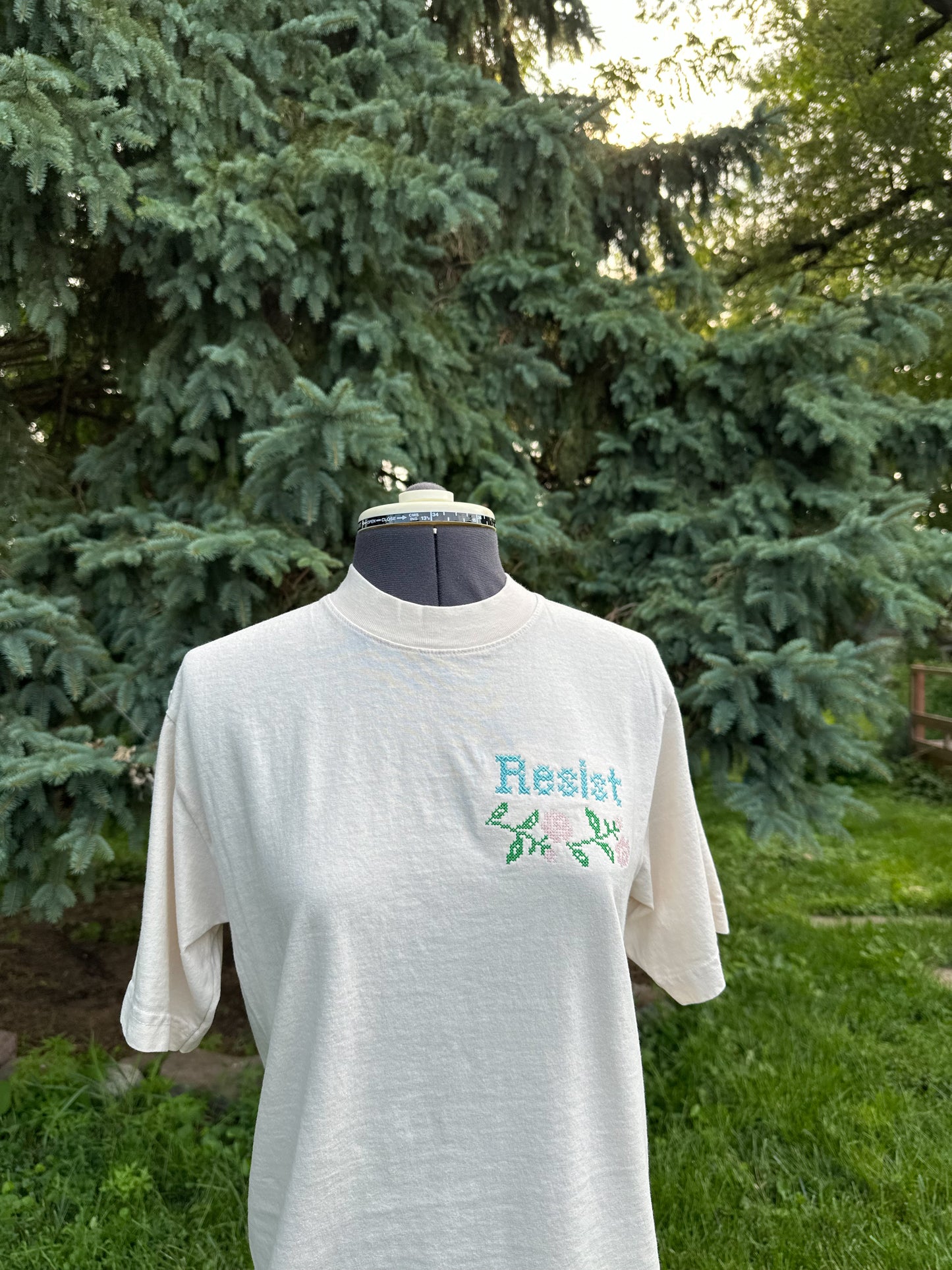 Resist Cross Stitch Embroidered Tshirt