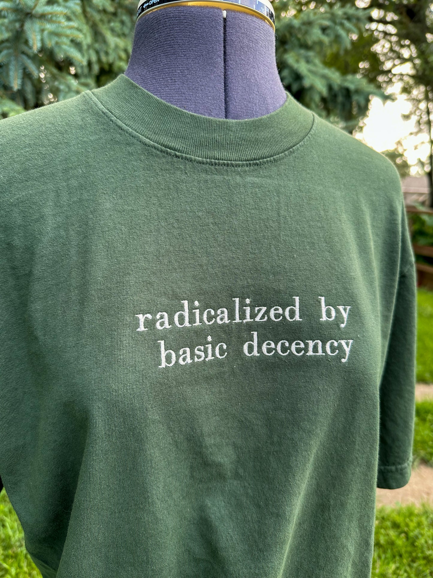 Radicalized By Basic Decency Embroidered Tshirt